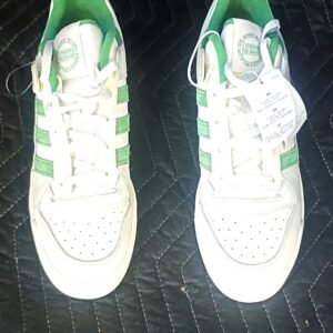 adidas Originals White Sneakers with Green Stripes
