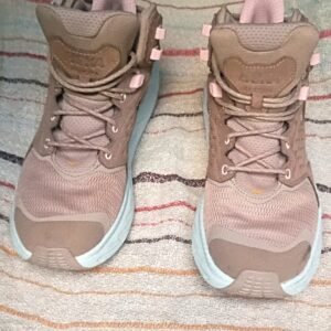 Hoka One One Women's Taupe and Pink Lace-Up Sneakers