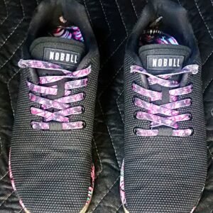NOBULL Black Athletic Shoes with Pink Patterned Laces